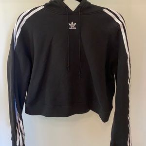 Adidas classic cropped long sleeve black hoodie